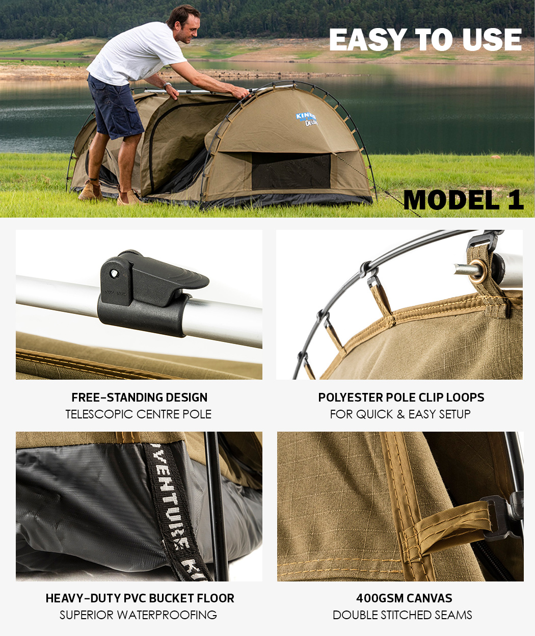 Adventure Kings Big Daddy Deluxe Double Swag 70mm Mattress Optional Bag